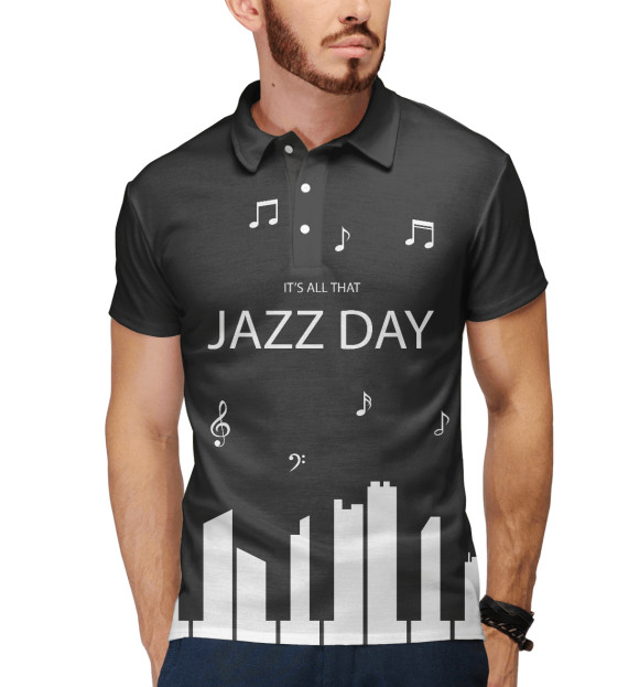 Мужское поло с изображением Jazz day цвета Белый