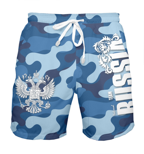 Мужские шорты с изображением Team Russia цвета Грязно-голубой