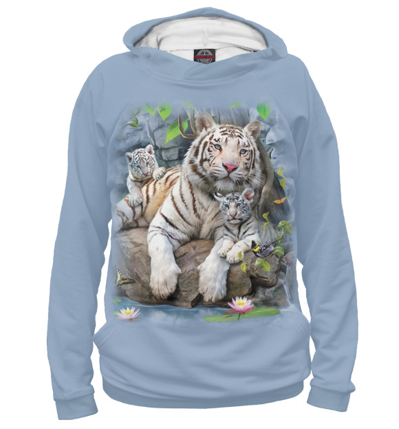 Худи для девочки с изображением Тигры цвета Белый