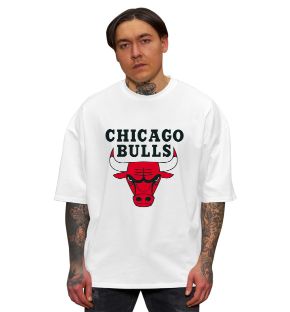 Мужская футболка оверсайз с изображением Chicago Bulls цвета Белый