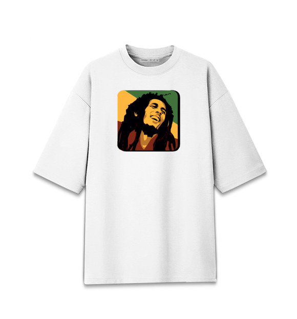 Мужская футболка оверсайз с изображением Bob Marley цвета Белый