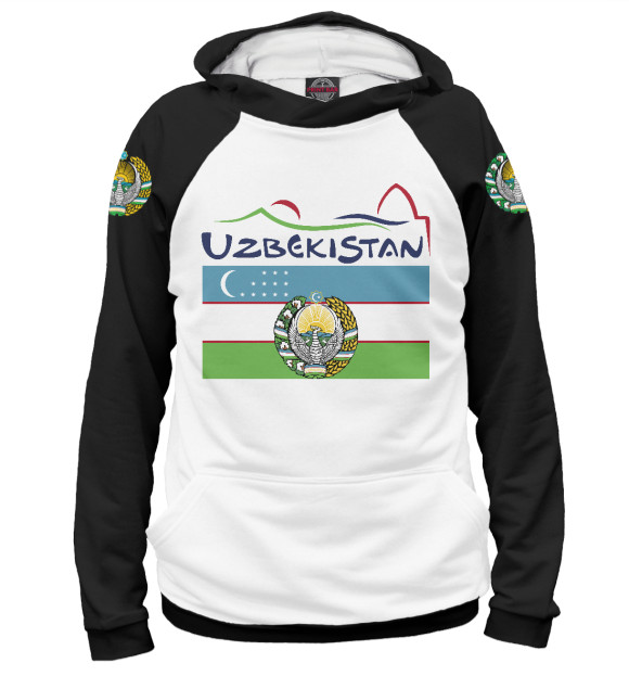 Женское худи с изображением Узбекистан цвета Белый
