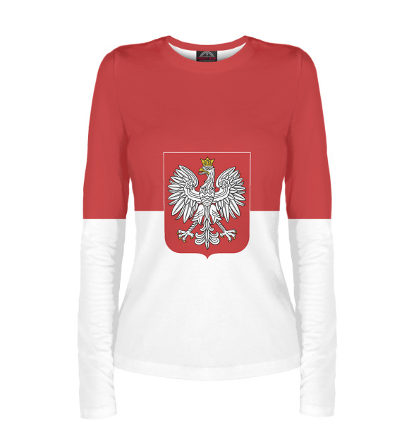 Женский лонгслив с изображением Сборная Польши цвета Белый