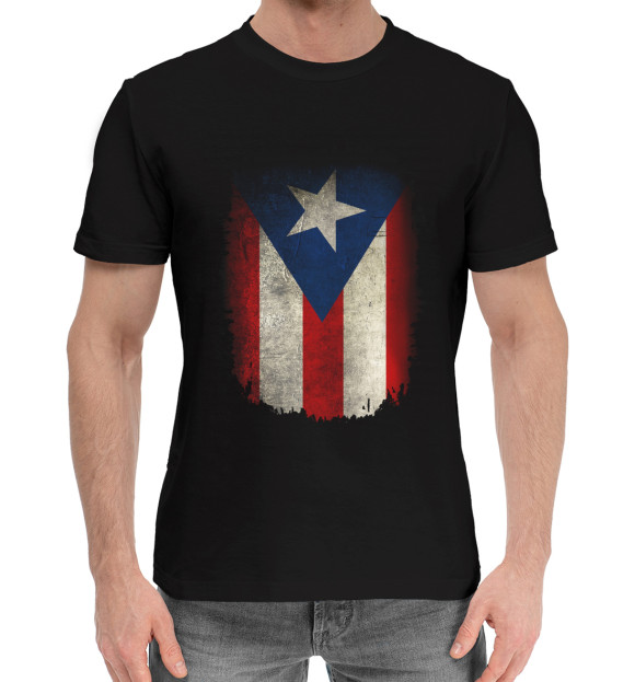 Мужская хлопковая футболка с изображением Пуэрто-Рико цвета Черный