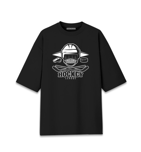 Мужская футболка оверсайз с изображением Hockey league цвета Черный