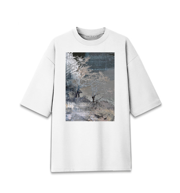 Мужская футболка оверсайз с изображением Лес цвета Белый