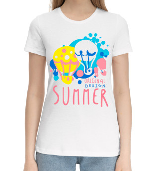 Хлопковая футболка для девочек Summer