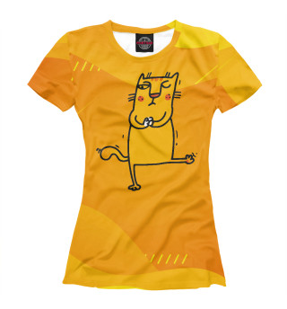 Женская футболка Хитрый желтый кот