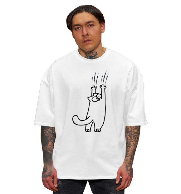 Мужская футболка оверсайз с изображением Кот Саймона цвета Белый