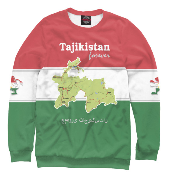 Свитшот для девочек с изображением Таджикистан цвета Белый