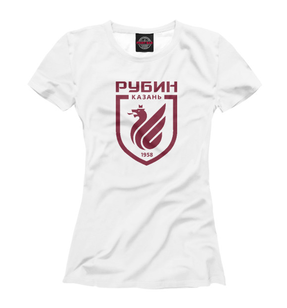 Женская футболка с изображением ФК Рубин цвета Белый
