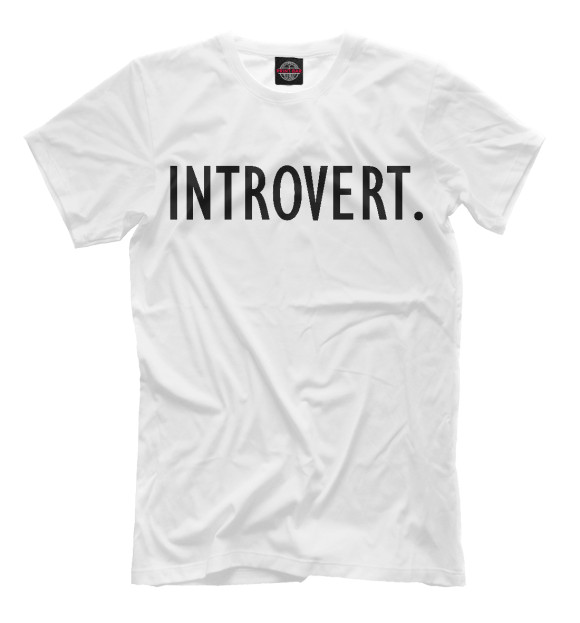 Мужская футболка с изображением Introvert. цвета Белый