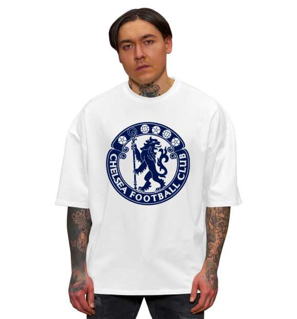 Мужская футболка оверсайз с изображением Челси цвета Белый
