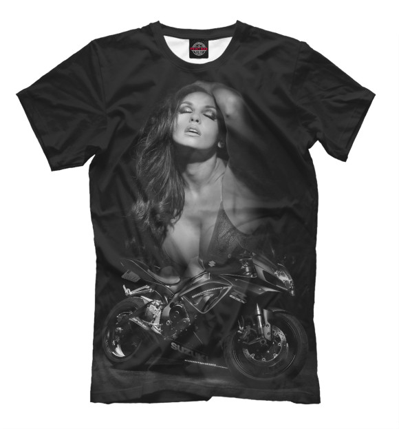 Мужская футболка с изображением Motorcycles and girls forever цвета Белый