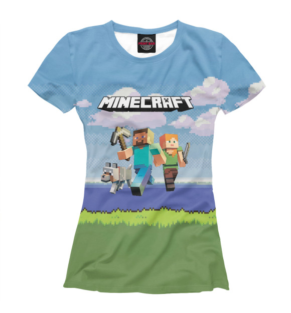 Футболка для девочек с изображением Minecraft цвета Белый