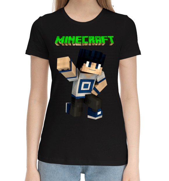Женская хлопковая футболка с изображением Minecraft цвета Черный