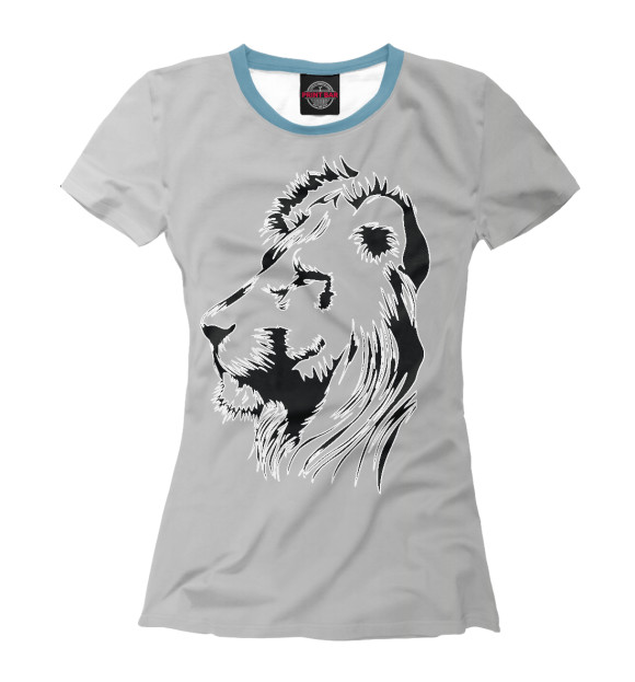 Женская футболка с изображением Лев (в профиль) цвета Белый