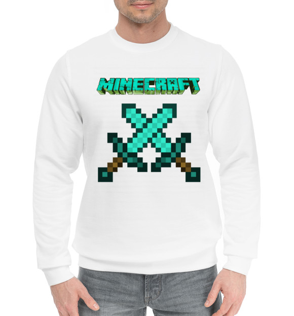 Мужской хлопковый свитшот с изображением Minecraft цвета Белый