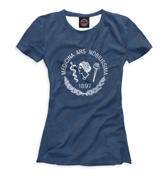 Женская футболка с изображением ПСПбГМУ им. акад. И.П. Павлова цвета Белый