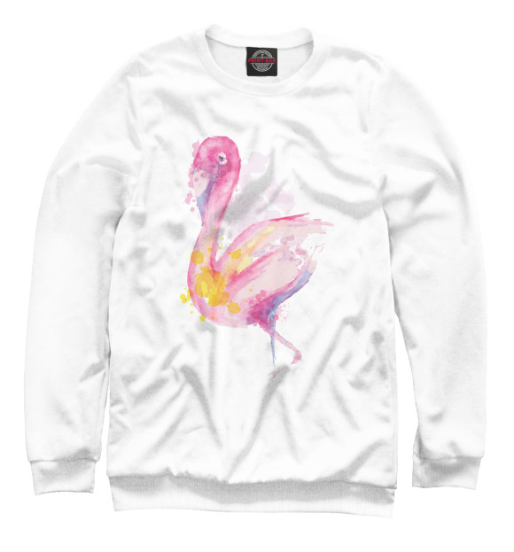 Мужской свитшот с изображением Акварельный фламинго цвета Белый