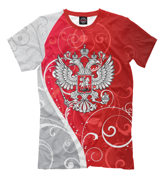 Мужская футболка с изображением Герб России цвета Молочно-белый