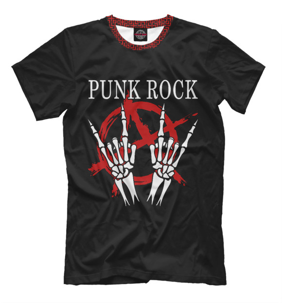 Мужская футболка с изображением Punk Rock цвета Черный