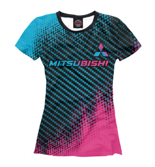 Женская футболка Mitsubishi Neon Gradient цветные полосы