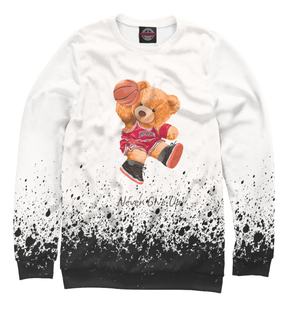 Свитшот для девочек с изображением Cute bear toy in basketball цвета Белый