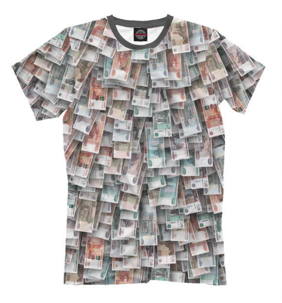 Мужская футболка с изображением Российские деньги цвета Серый