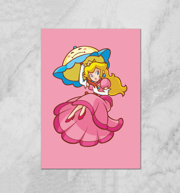 Плакат с изображением Princess Peach цвета Белый