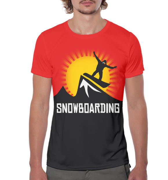 Мужская футболка с изображением Сноубординг цвета Белый