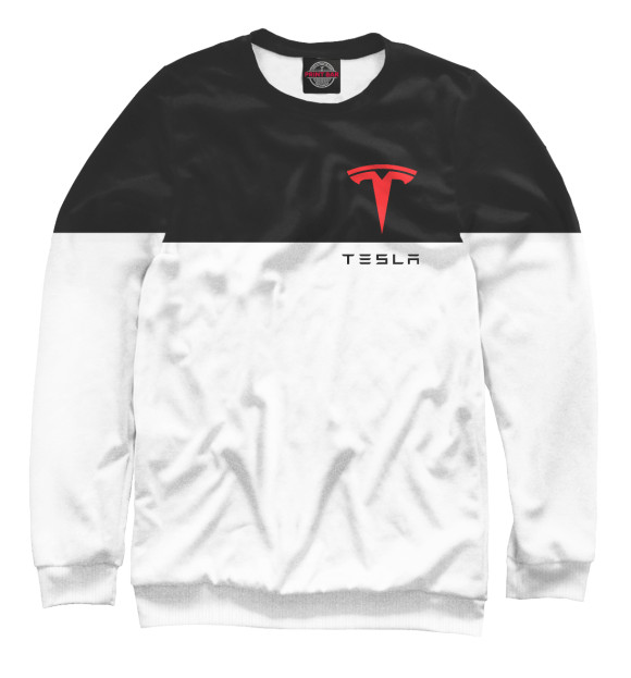 Женский свитшот с изображением Tesla цвета Белый