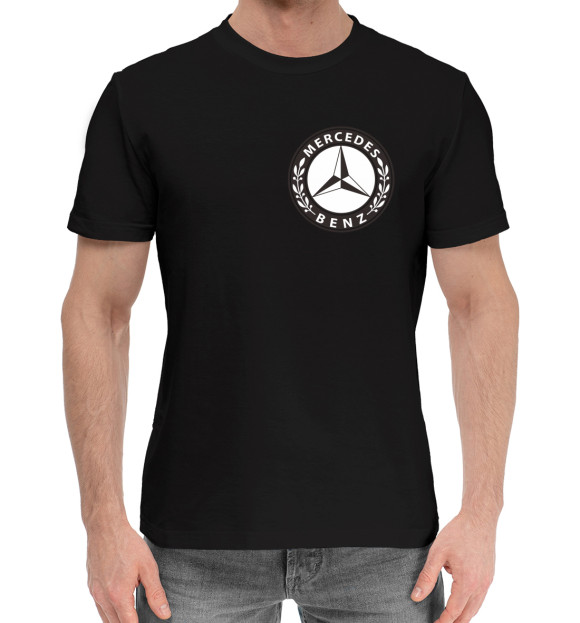 Мужская хлопковая футболка с изображением Мерседес Бенц цвета Черный