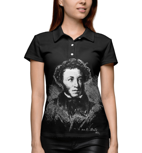 Женское поло с изображением Пушкин А.С. цвета Белый