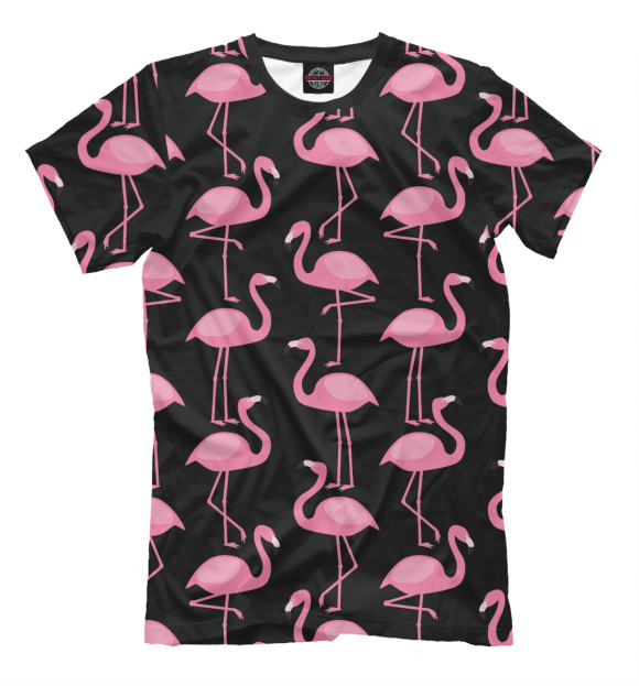 Мужская футболка с изображением Фламинго цвета Черный