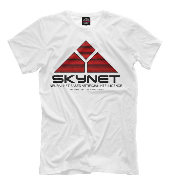 Мужская футболка с изображением skynet logo white цвета Молочно-белый