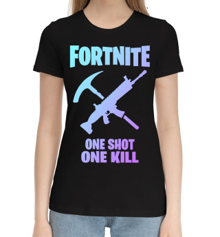 Хлопковая футболка для девочек Fortnite, One ShotOne Kill