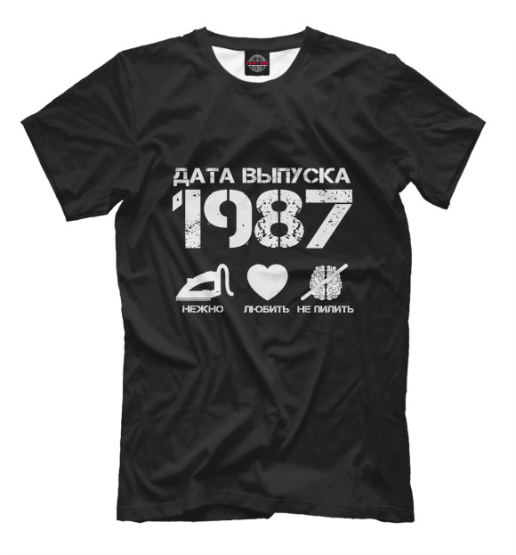 Мужская футболка с изображением Дата выпуска 1987 цвета Черный