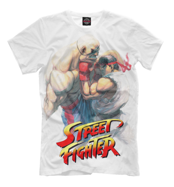 Мужская футболка с изображением Srteet Fighter цвета Молочно-белый