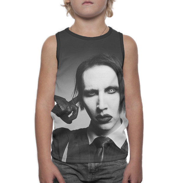 Майка для мальчика с изображением Mаrilyn Manson цвета Белый