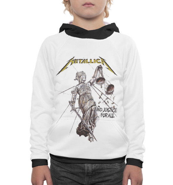 Худи для мальчика с изображением Metallica And Justice for All цвета Белый