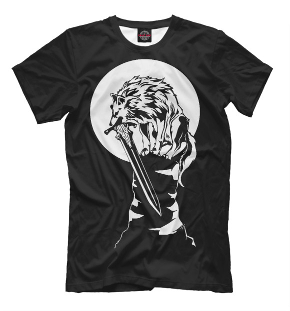 Мужская футболка с изображением Сиф Великий Волк цвета Черный
