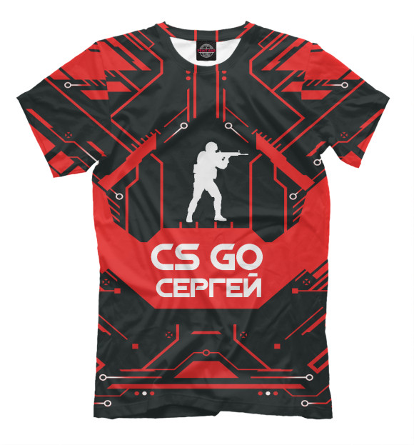 Мужская футболка с изображением Сергей в стиле CS GO цвета Черный