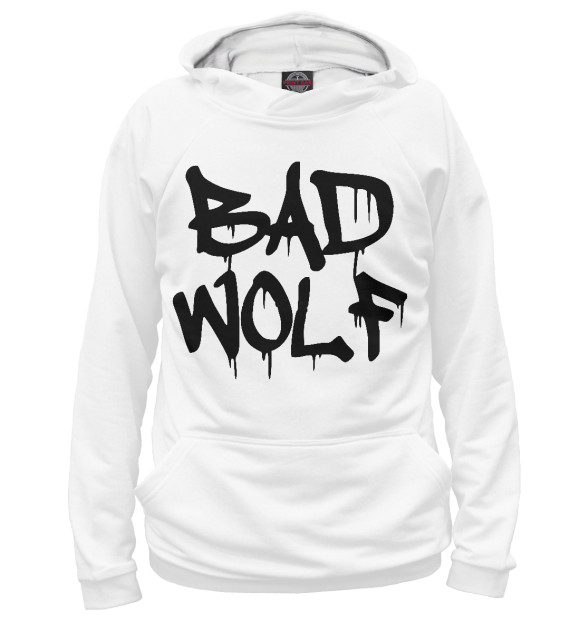 Худи для девочки с изображением Bad Wolf цвета Белый