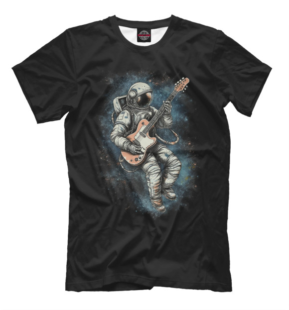 Мужская футболка с изображением Космонавт играет на электрогитаре цвета Белый