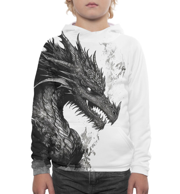 Худи для мальчика с изображением White Dragon цвета Белый