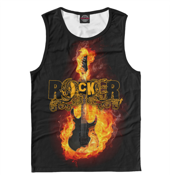Майка для мальчика с изображением Fire Guitar Rocker цвета Белый