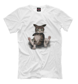 Мужская футболка Котик сидит на хвосте