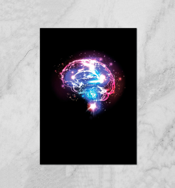 Плакат с изображением Brain цвета Белый