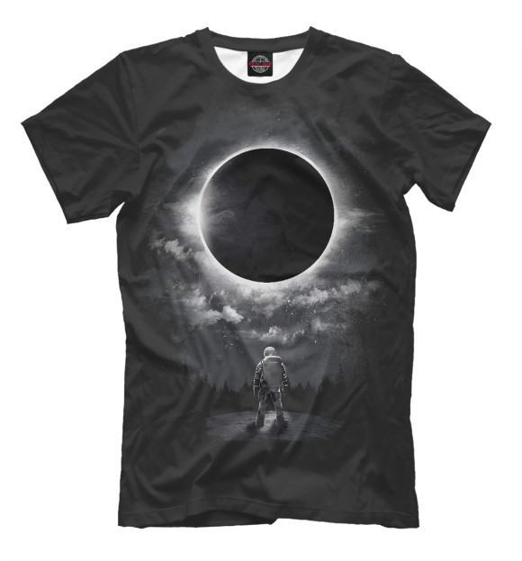 Мужская футболка с изображением Солнечное затмение цвета Черный